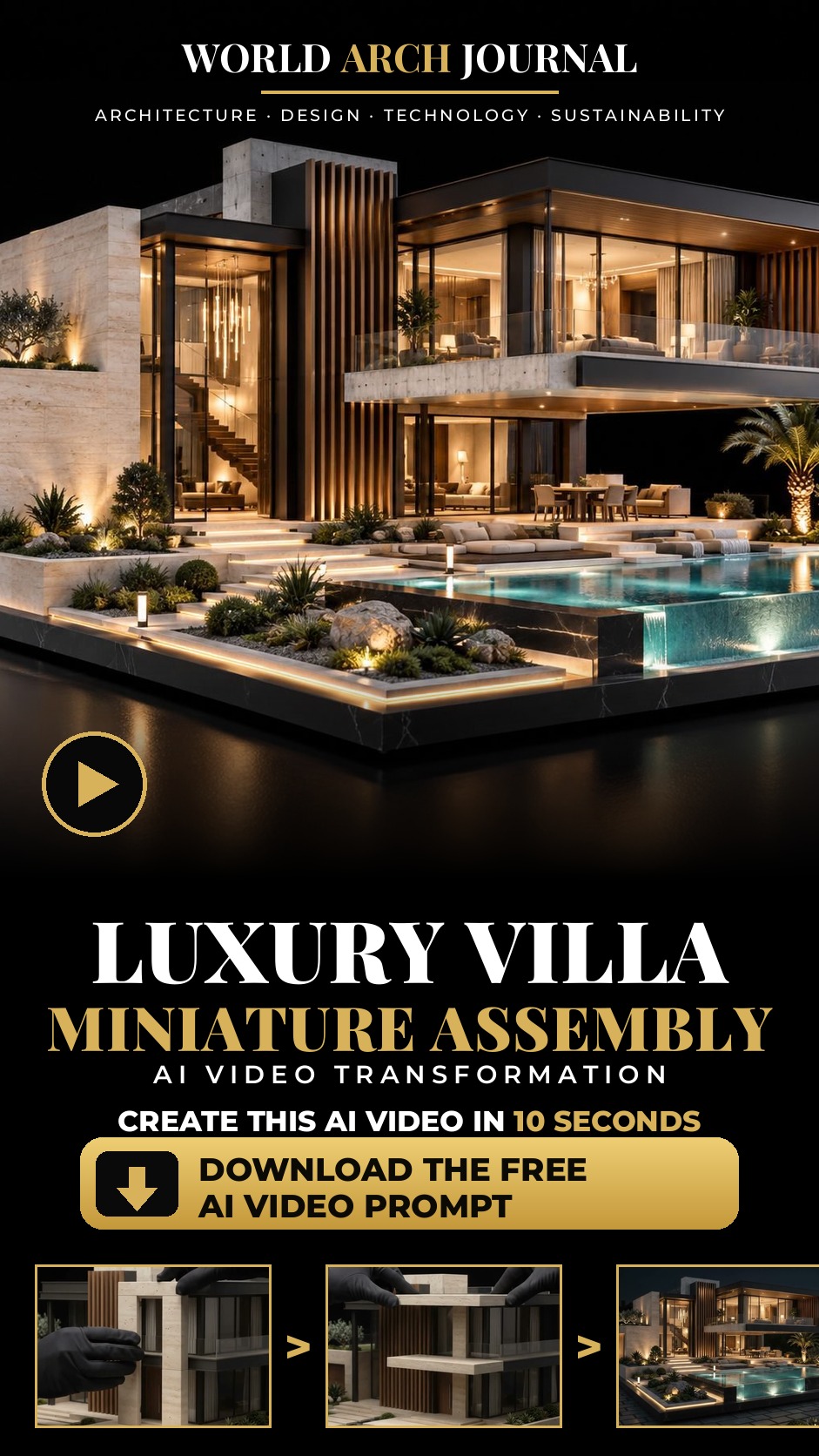 Luxury Villa Miniature Assembly: Video Prompt prompt preview