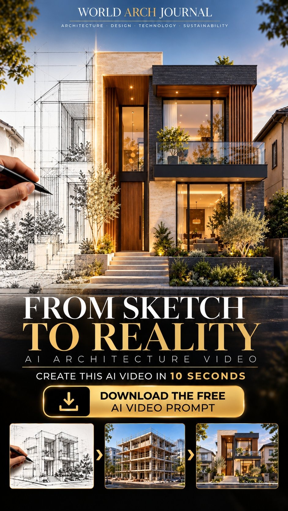 From Sketch to Finished Building: Construction Video Prompt prompt preview