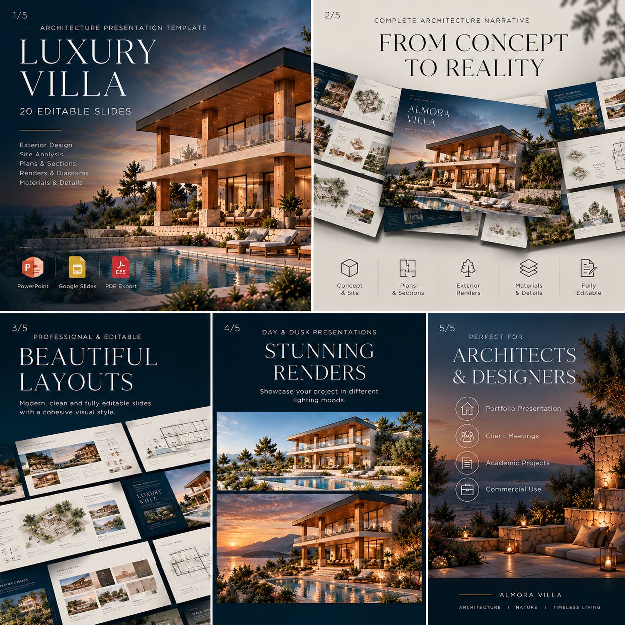 Almora Villa Architecture Presentation Template preview 3