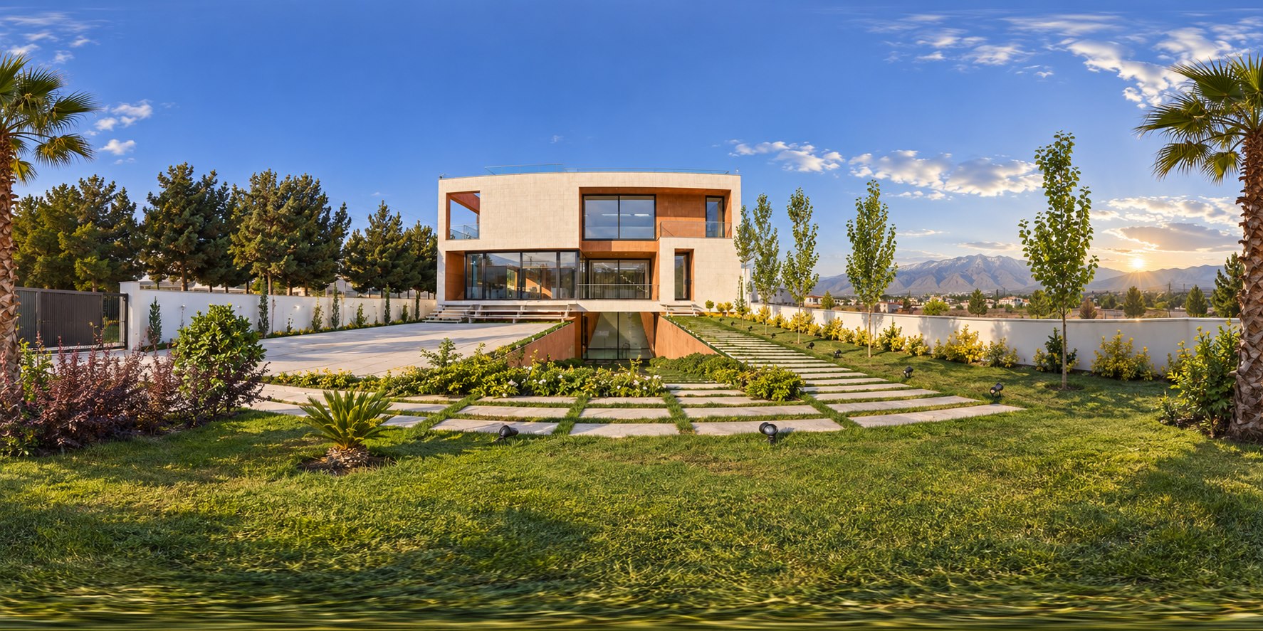 AI-assisted interpretive reconstruction of The Voids Villa arrival sequence